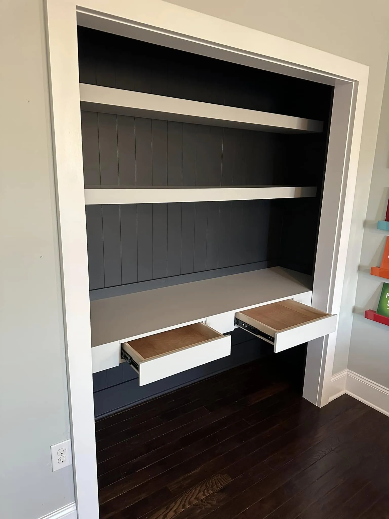 Fold-Down Desk Built-In — custom carpentry by Custom Interiors & Remodeling